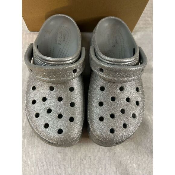 Crocs size 6 platform chunky iconic comfort silver bling - Picture 7 of 7